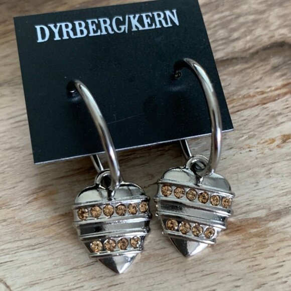 Dyrberg/Kern Sereng Heart Swarovski crystal hoop earrings - Picture 2 of 6